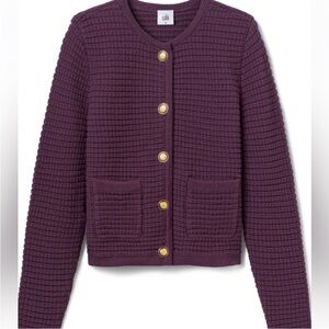 Purple Knit Cardigan with Gold Buttons